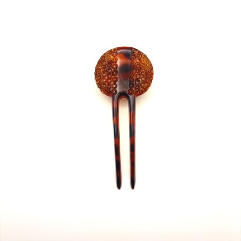 Vintage Faux Tortoise Shell‎ Gold Accent Hair Fork Pin Accessory Minimalist Boho